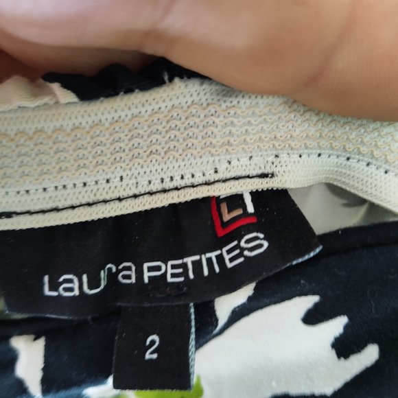 Laura string bikini top dress. Petite size 2 - black / white/ green floral - Picture 3 of 5